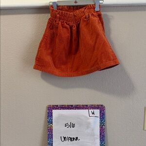 Kids Orange Corduroy Skirt